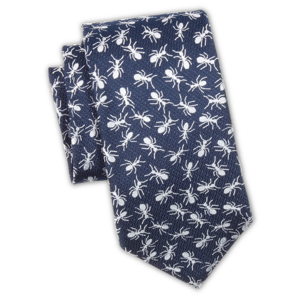 Ants Patterned Silk Embroidered Necktie, Made in the USA by Soxfords