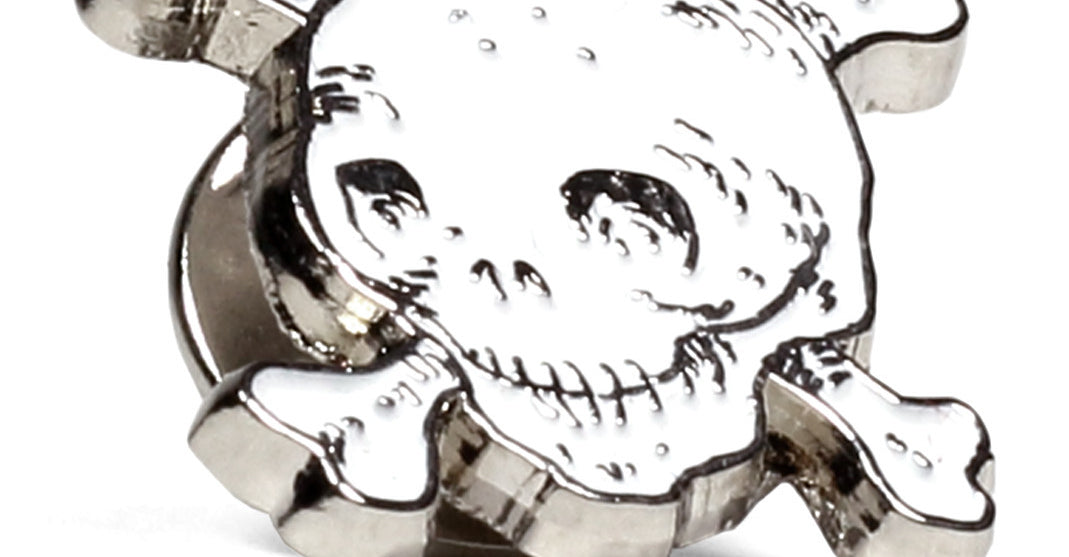 White skull enamel lapel pin