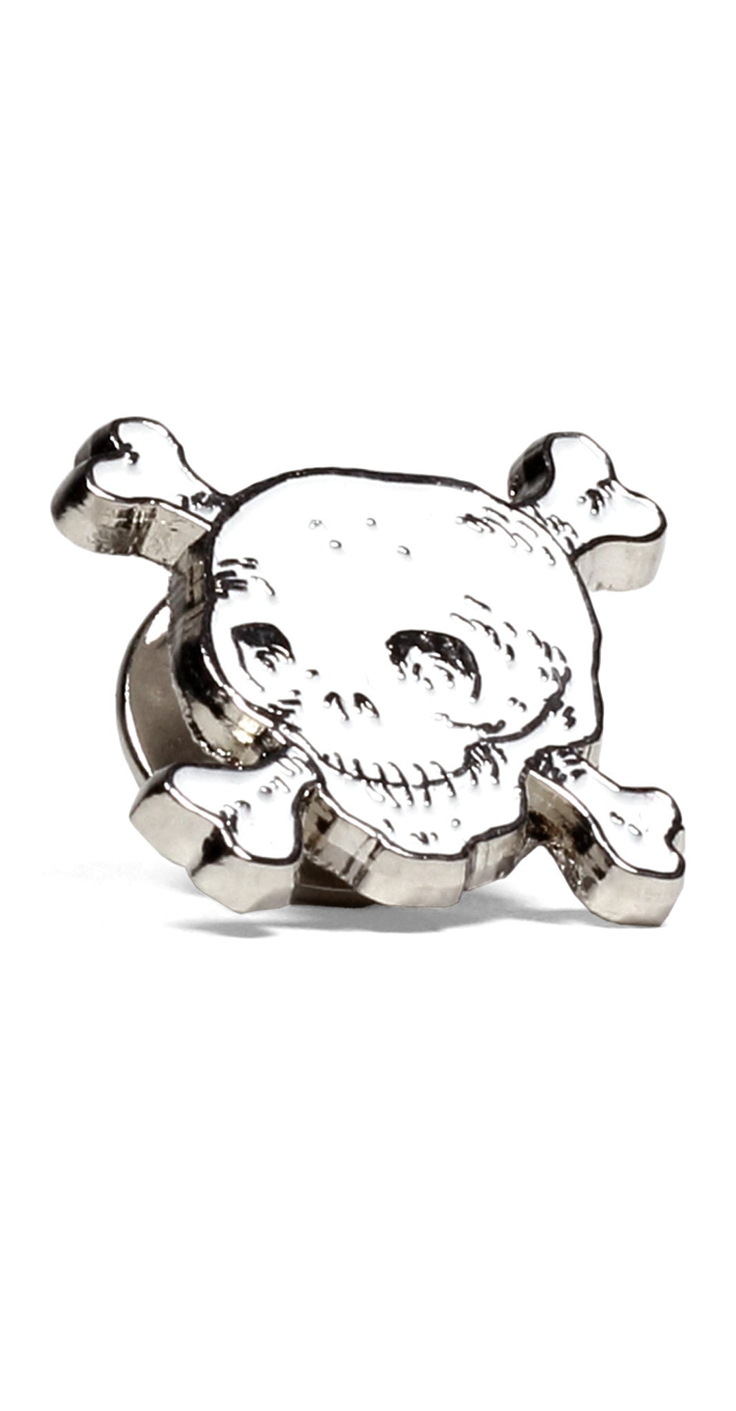 White skull enamel lapel pin
